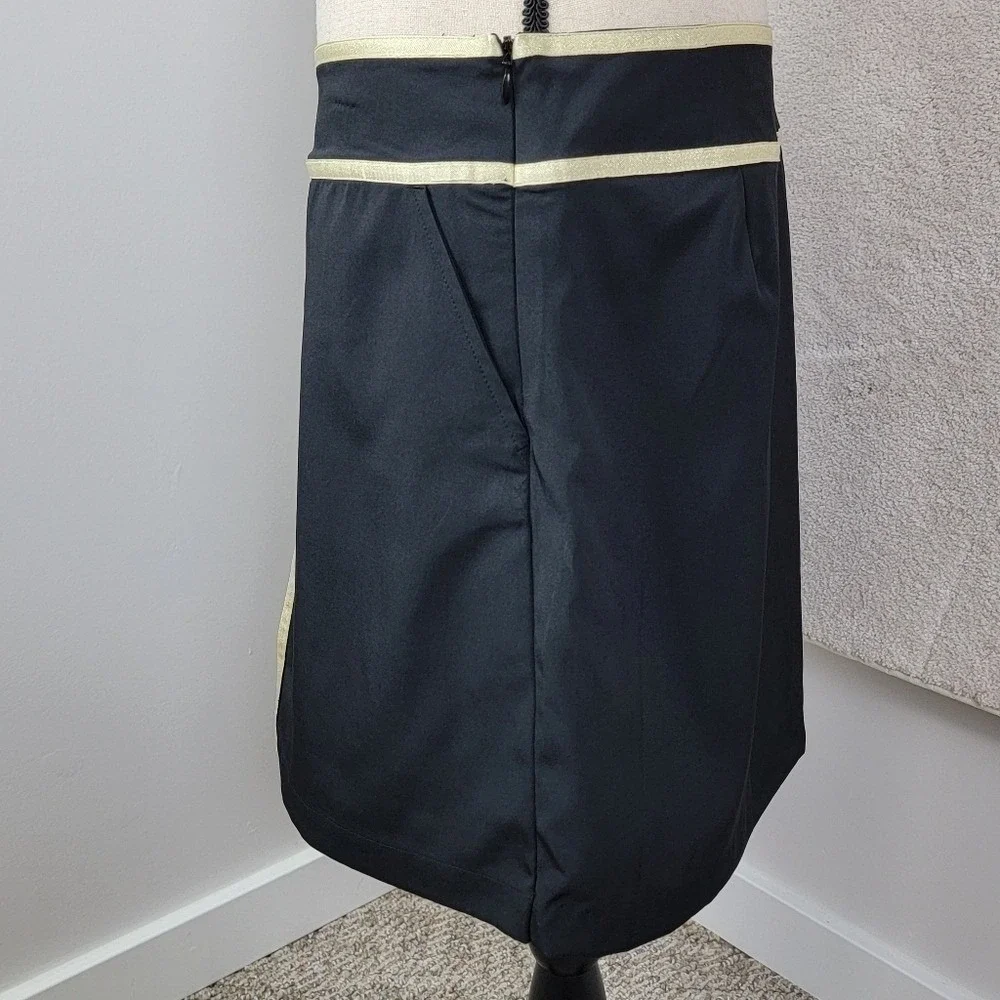 Lady Hagen Golf Skort Womens 10 Black Gold Trim A-Line Athletic Skirt Pockets